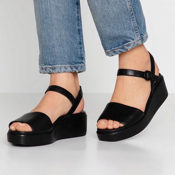 Camper Shoes Camper Misia Platform Sandals Black Leather